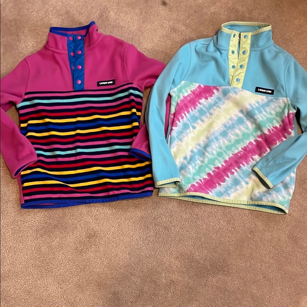 2 kids Lands’ End fleece pullovers